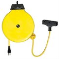 K-Tool International K Tool International KTI73340 Retractable Extension Cord Reel with 30 ft. Yellow Cord and Tri-Tap Indoor Plug KTI73340